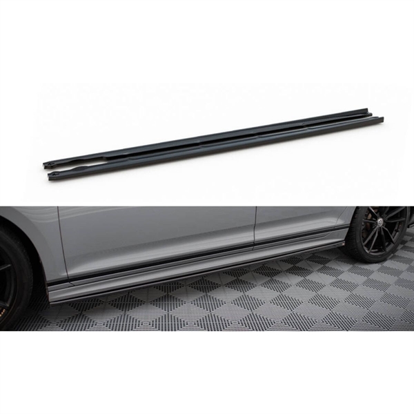 Maxton Side Skirts Diffusers VW Passat R-Line B8 Facelift - Gloss Black