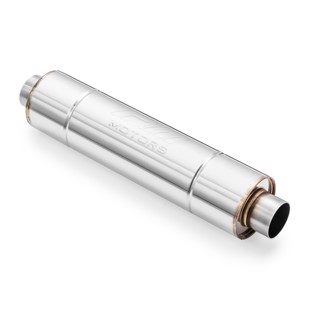 RM Motors Sports straight through silencer RM02 with Embossing Can length - 350 mm, Inlet diameter - 70 mm, Can diameter - 140 mm